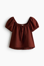 Блуза из смеси со льном с пышными рукавами - H&M