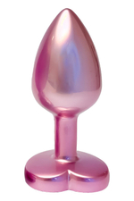 Розовая анальная пробка с кристаллом-сердцем Pearl Pink Plug Small (Цвет: розовый)