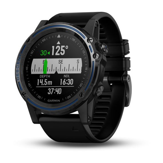 Умные часы - дайвинг компьютер Garmin Descent Mk1 Sapphire серые с черным силиконовым ремешком