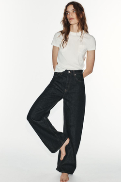 ZARA ДЖИНСЫ TRF EXTRA WIDE-LEG С ВЫСОКОЙ ПОСАДКОЙ, ЧЕРНЫЙ
