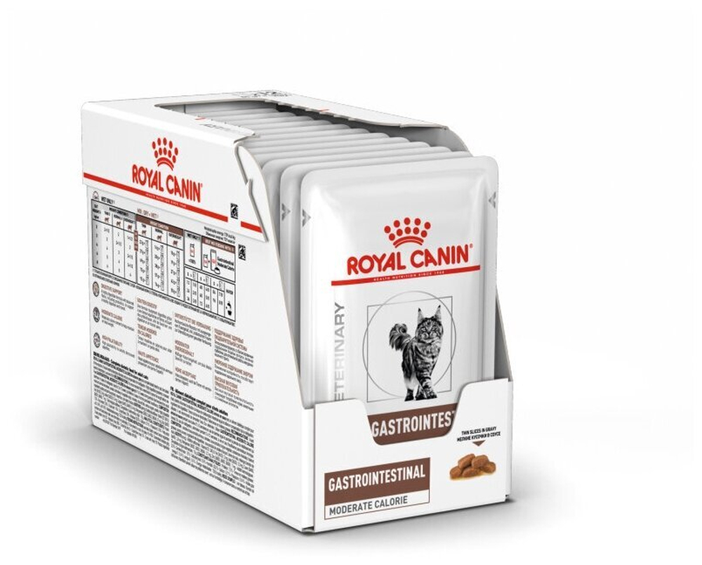 Влажный корм для кошек Royal Canin Gastro Intestinal Moderate Calorie при проблемах с ЖКТ 12 шт. х 85 г (кусочки в желе)