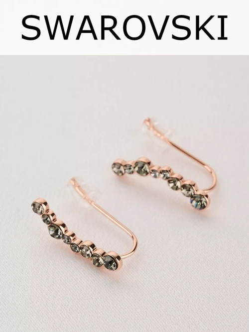 Серьги-клаймберы Млечный путь с серыми кристаллами Swarovski