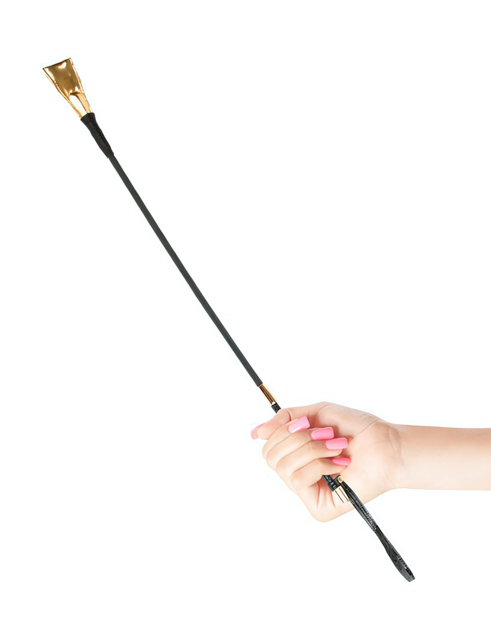 Длинный стек с золотым наконечником Riding Crop (Цвет: черный с золотым)