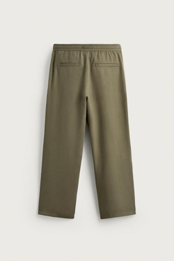 ZARA БРЮКИ REGULAR FIT ИЗ 100% ЛИОЦЕЛЛА, ОЛИВКОВЫЙ
