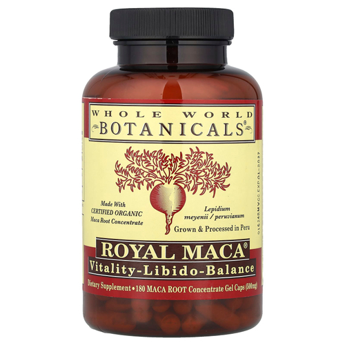 Whole World Botanicals, Royal Maca®, 500 мг, корень маки, 180 желатиновых капсул