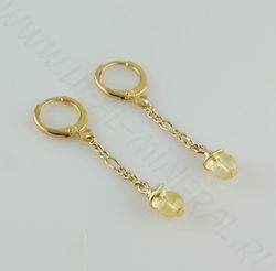 Авторские серьги из цитрина с позолотой