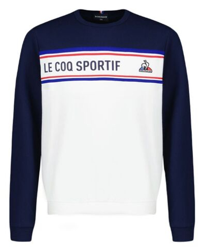 Кофта для мальчика теннисная Le Coq Sportif TRI Crew Sweat N°1 SS23 - bleu nuit/new optical white