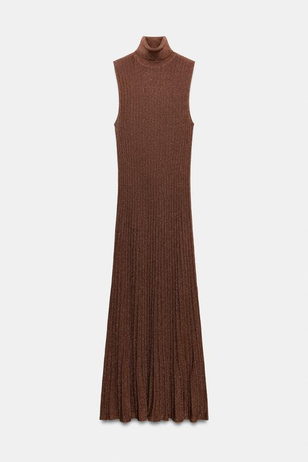 ZARA ДЛИННОЕ ПЛАТЬЕ ИЗ ТРИКОТАЖА С БЛЕСТЯЩЕЙ НИТЬЮ, ЗОЛОТИСТЫЙ