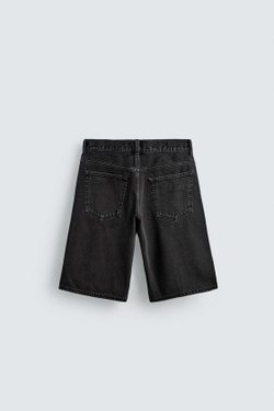 ZARA ДЖИНСОВЫЕ ШОРТЫ BAGGY FIT, УГОЛЬНЫЙ