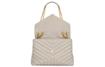 SAINT LAURENT LOULOU Quilted Leather Chain Bag, Shoulder Bag, Crossbody Bag Women"s White