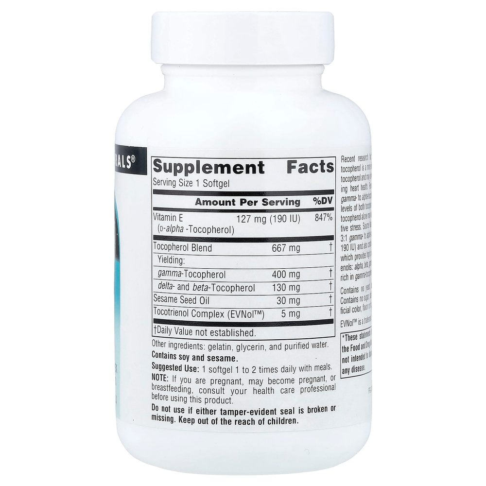 Source Naturals, Gamma E 400, полный комплекс витаминов группы E с токотриенолами, 60 капсул
