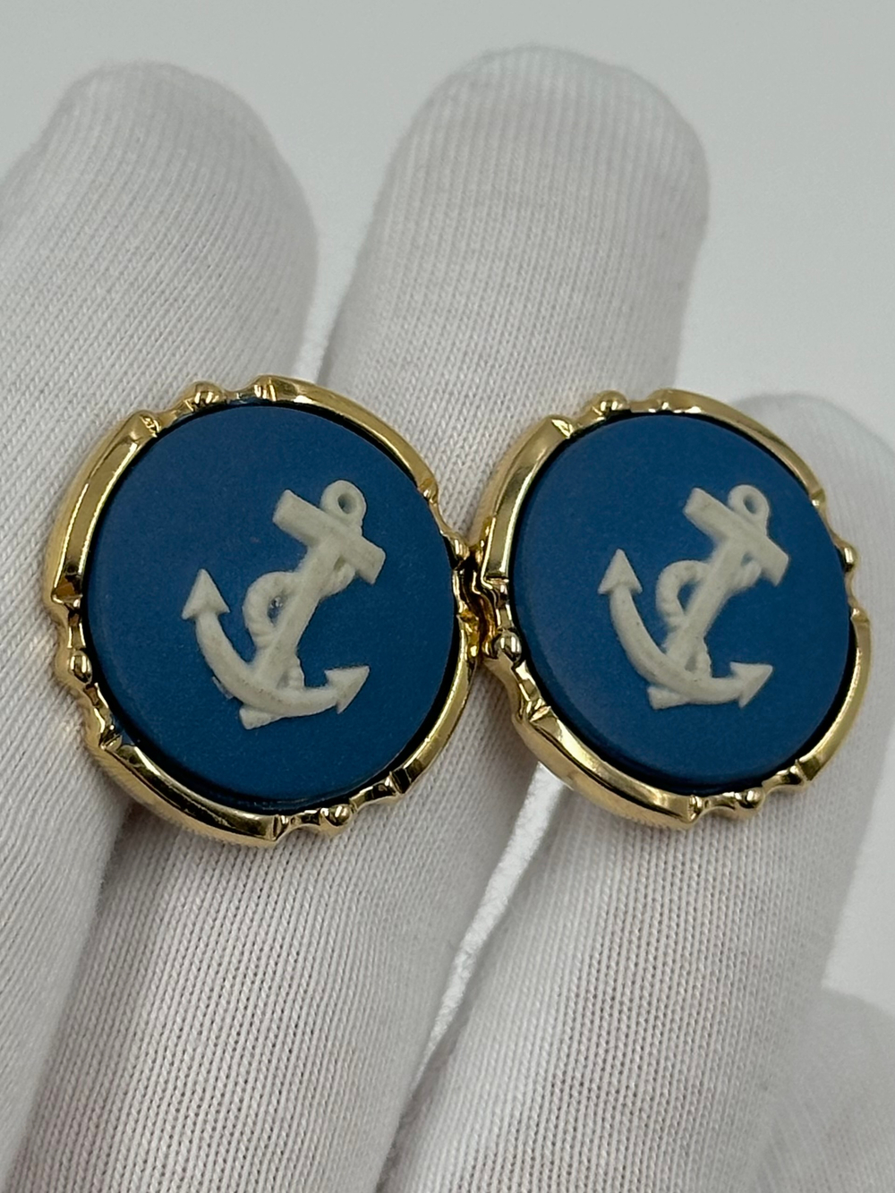 Запонки синие с якорями Wedgwood