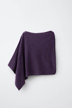 ZARA НАКИДКА ИЗ ТОНКОГО ТРИКОТАЖА, ТЕМНО-ЛИЛОВЫЙ