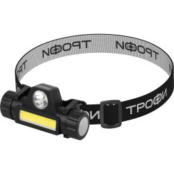 Фонарь налобный светодиодный Трофи GA-101 аккумуляторный 3 Вт COB + 3 Вт LED 2 режима магнит | Налобные фонари