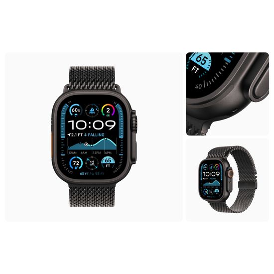 Apple Watch Ultra 2 GPS + Cellular, 49 мм, корпус из черного титана, ремешок Milanese черного цвета, размер M