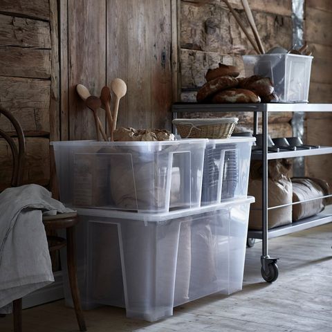 Контейнер с крышкой IKEA SAMLA (САМЛА), Прозрачный, 79x57x43 см, 130 л