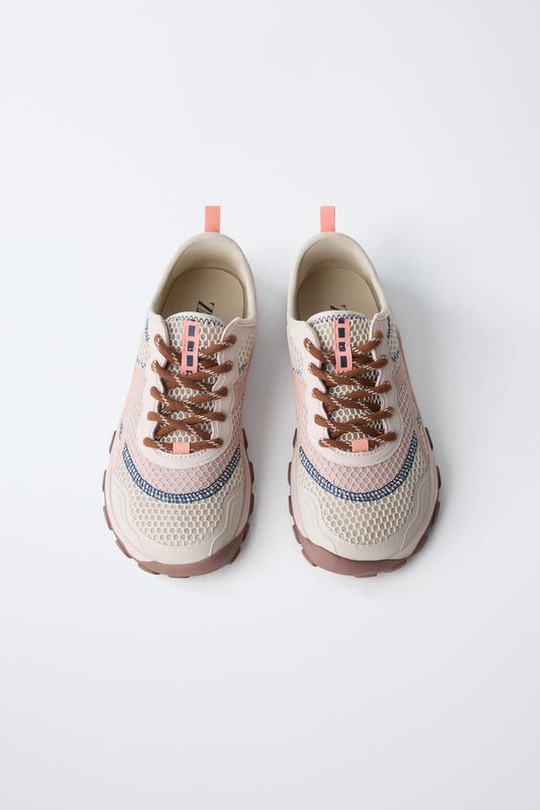 ZARA КРОССОВКИ BAREFOOT ИЗ СЕТЧАТОЙ ТКАНИ, РОЗОВЫЙ