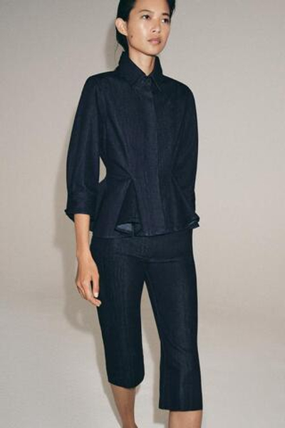 ZW COLLECTION ДЖИНСОВАЯ РУБАШКА С ПЕПЛУМОМ - ZARA