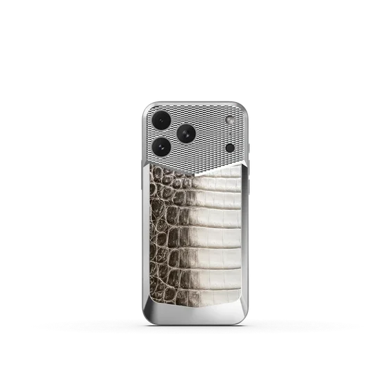 Чехол для iPhone 18 на магните - Натуральная кожа Гималайского крокодила