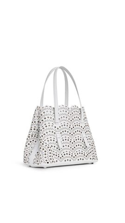 ALAÏA СУМКА MINA 25 ИЗ ТЕЛЯЧЬЕЙ КОЖИ, КРЕМОВЫЙ