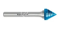 Борфреза твердосплавная Karnasch форма J (зенкер с вершиной 60°), 6х6х6х50 мм, универсальная насечка HP-3, покрытие Blue-Tec, арт. 11.5101-010