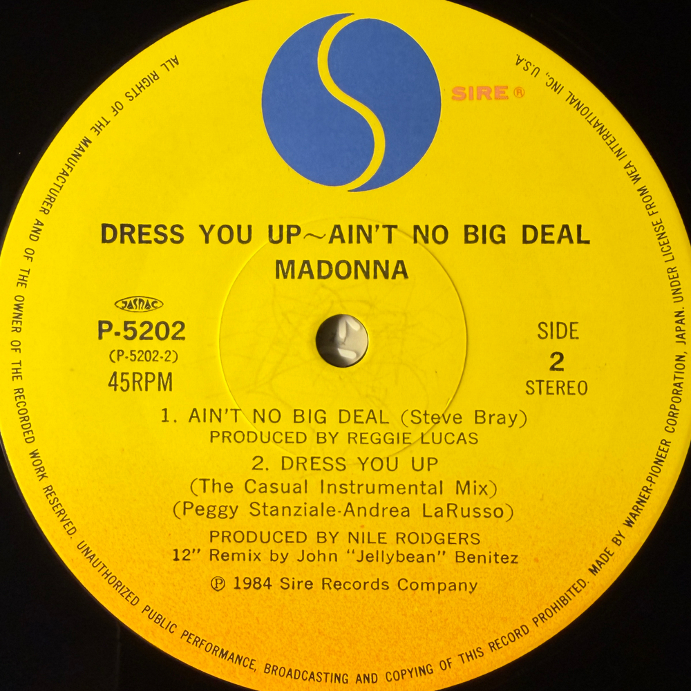 Madonna ‎– Dress You Up ~ Ain't No Big Deal (Япония 1985г.) 12", 45 RPM