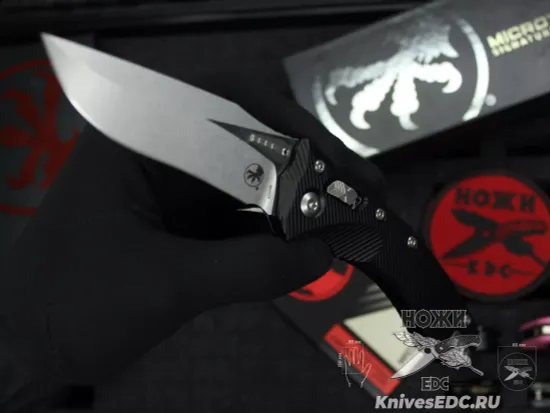 Microtech Amphibian Ram-Lok S/E - нож складной, черн. алюм. рук-ть, стоунвош клинок
