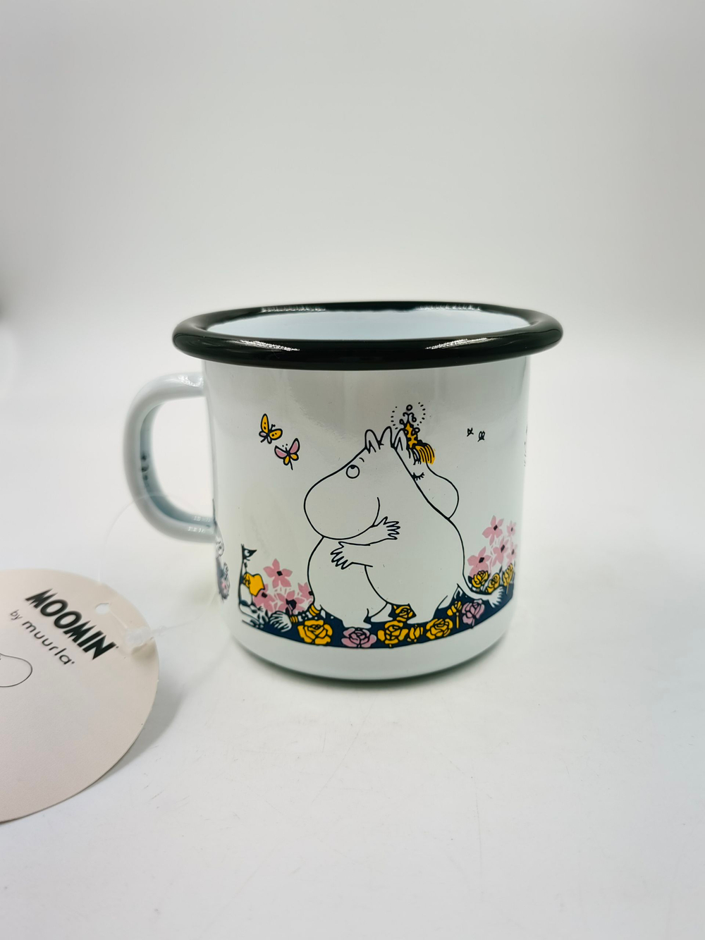 Эмалированная кружка Moomin "Объятия" с изображением Муми-троллей, белая, 250 мл (из Финляндии)