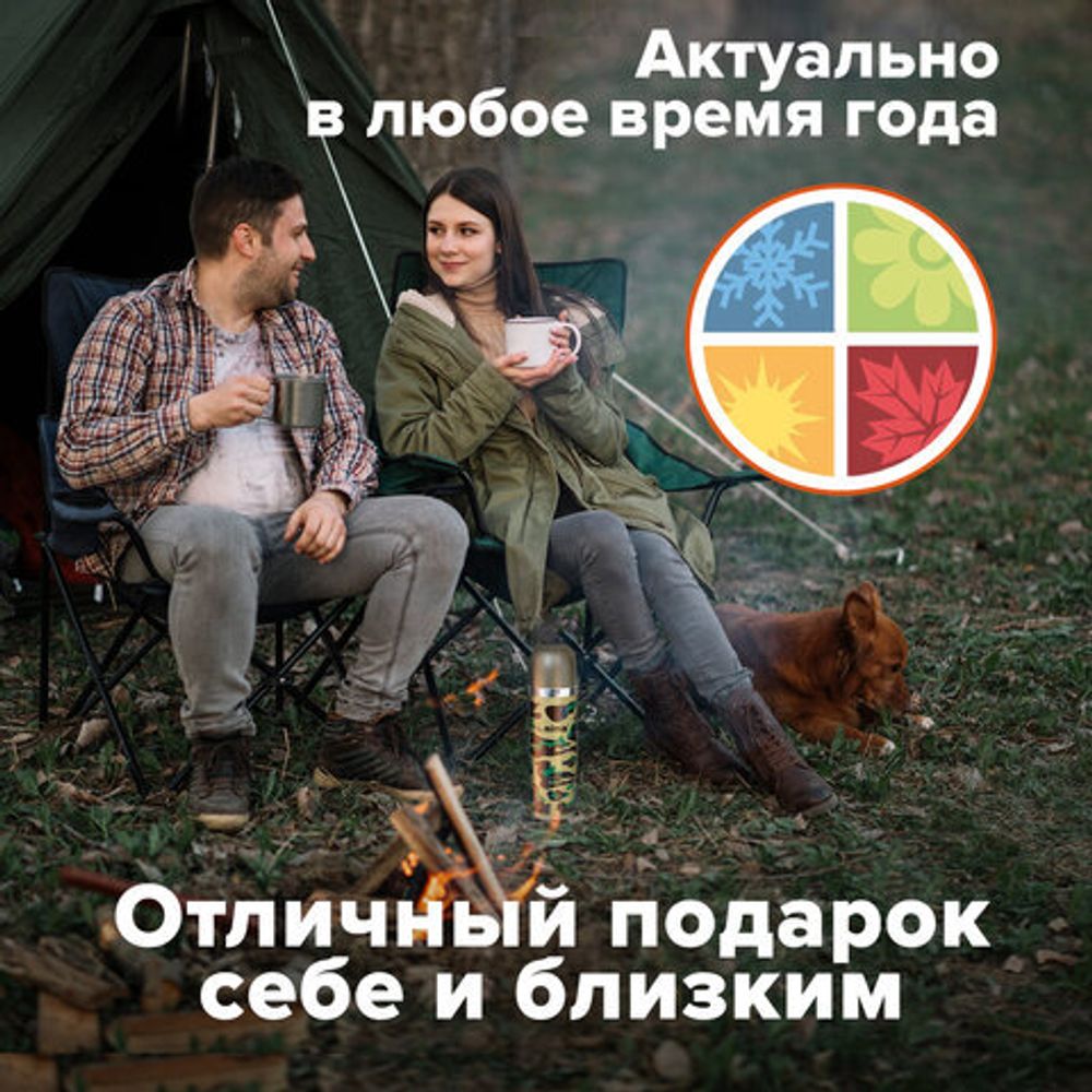 Термос LAIMA с узким горлом, 0,5 л, нержавеющая сталь, хаки, 601409