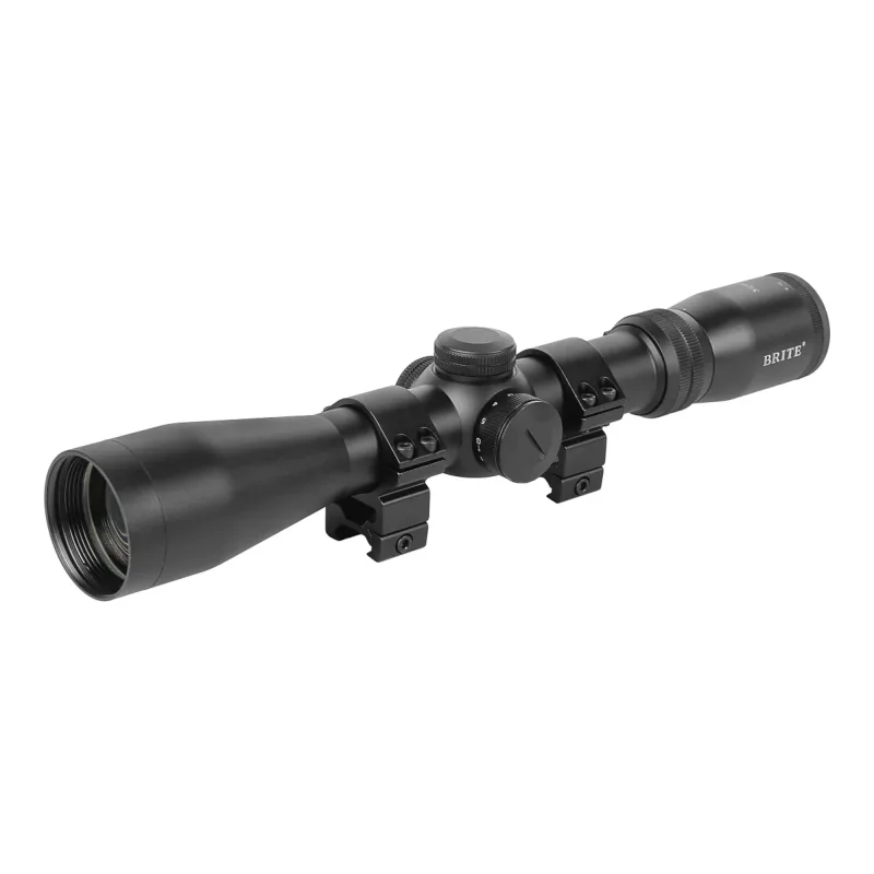 Прицел оптический BRITE WA4X 3-12X42 IR - вид спереди с объектива, с кольцами крепления