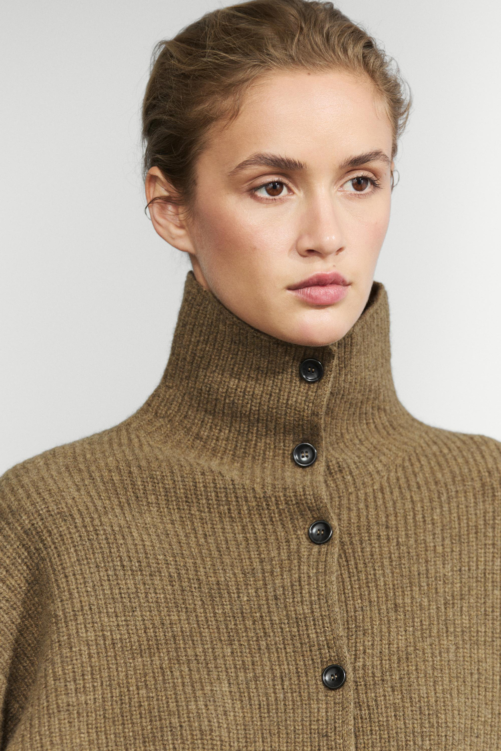 Massimo Dutti Кардиган из двухизнаночного трикотажа, масляно-зеленый