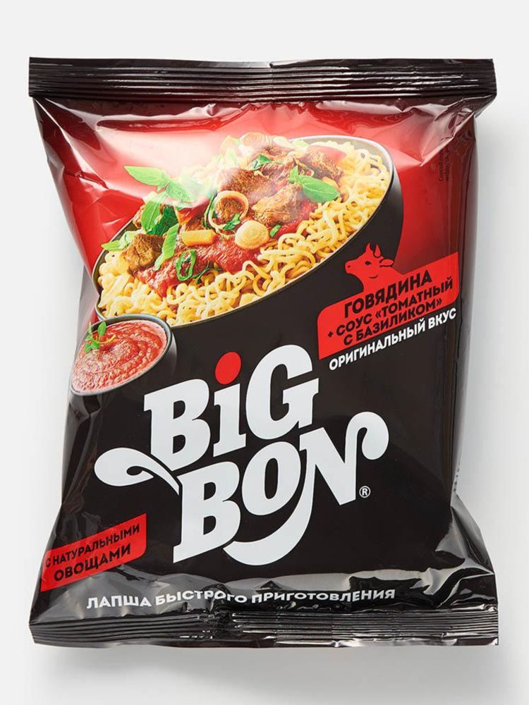 Лапша Big Bon Говядина в томате с базиликом 75 г