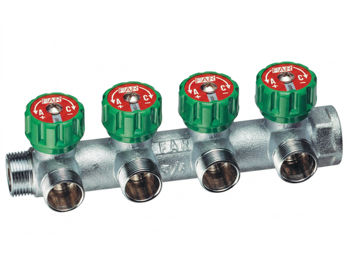 Коллектор регулирующий 3/4", 4 отвода М24х19 FAR