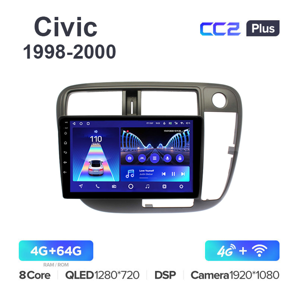 Teyes CC2 Plus 9"для Honda Civic 1998-2000  (прав)