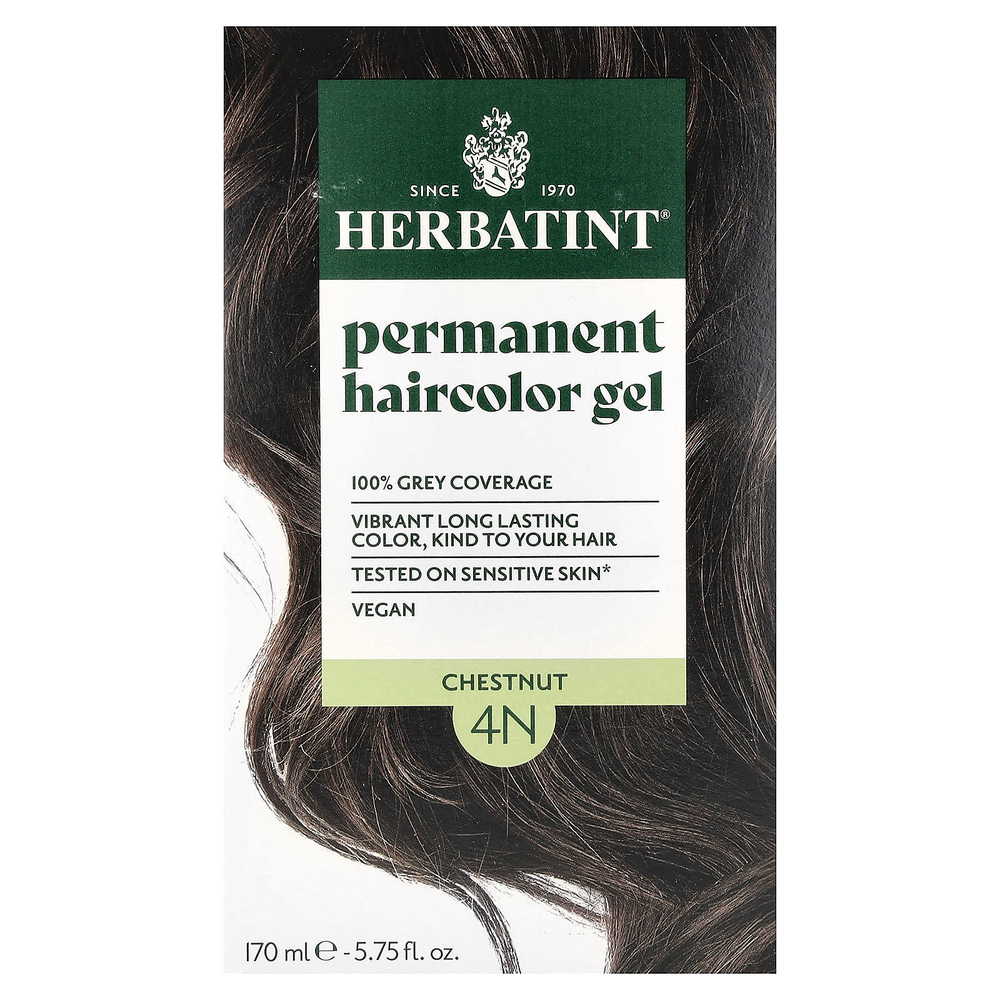 Herbatint, Перманентная гель-краска для волос, 4N, каштан, 135 мл