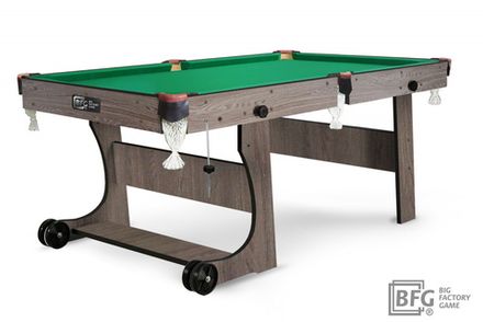 Бильярд BFG Compact Light 6 (Анкор) (РП, анкор темный (ЛДСП), ЛДСП_16, Manchester 45 Yellow green ш1,98м, Х/б сетка)