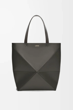 Loewe Сумка-тоут XL Puzzle Fold из блестящей телячьей кожи, темно-серый