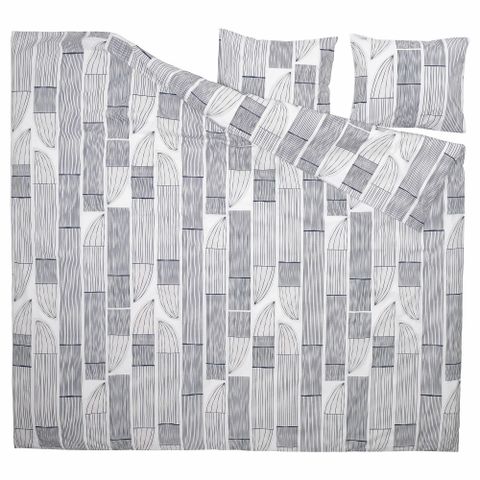 Комплект постельного белья IKEA BERGKORSORT, Двуспальный, Белый с рисунком, 240x220, 50x80 см