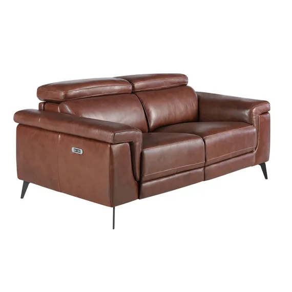 Двухместный диван с реклайнером Angel Cerda 5319-2P, коричневая кожа