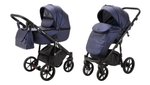 Детская универсальная коляска Adamex BIBIONE Deluxe SM-9 (2в1) Тёмно-синяя перламутровая эко-кожа