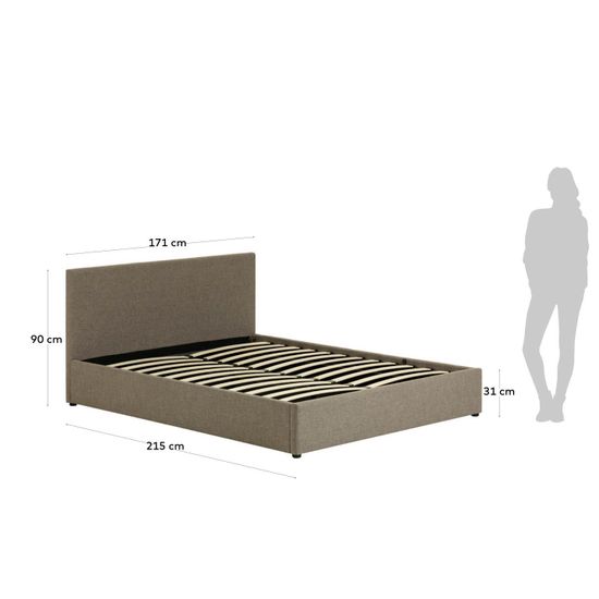 Кровать c подъемным механизмом Nahiri La Forma 160x200 серая