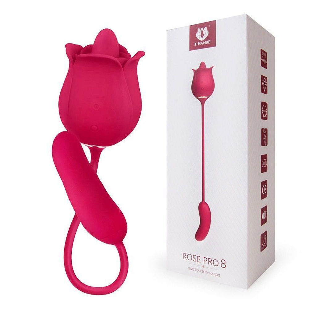 Розовый вибромассажер Rose Pro 8 (Цвет: розовый)