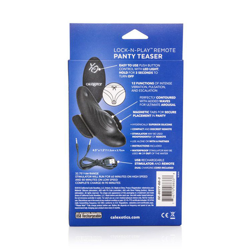 Чёрный вибростимулятор 11,5см для ношения в трусиках California Exotic Novelties Lock-N-Play Remote Panty Teaser SE-0077-60-3