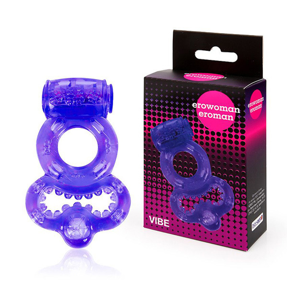 Фиолетовое эрекционное виброкольцо с шипами Bior Toys Erowoman-Eroman EE-10269