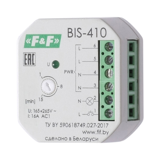 Реле импульсное BIS-410 100–265B 16А 1NO IP20 с встроенным таймером