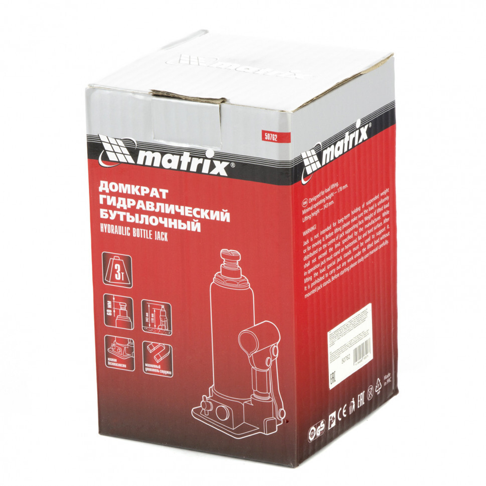 ДОМКРАТ MATRIX ГИД/Й БУТЫЛОЧНЫЙ 5ТПОДЪЕМА 197–382ММ 50764