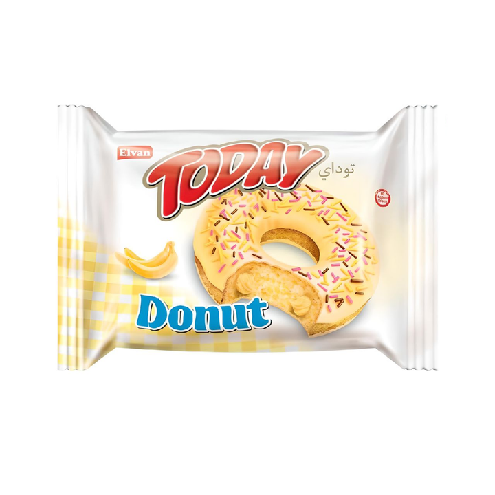 Кекс-донат в глазури с банановой начинкой Elvan Today Donut Banana Flavour Coated, Sauced Cake 40г
