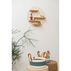 Корзина для хранения Helly Ø28х14 см, бежевая/зеленая