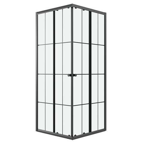 Душевое ограждение Niagara Eco NG-1010-14QKL (100х100х190) квадрат,раздвижное,черный,стекло клетка,1 место