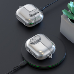 Прозрачный плотный чехол из TPU от Dux Ducis для наушников Samsung Buds3 и Buds 3 Pro, серия SECI Series Case, в комплекте с карабином